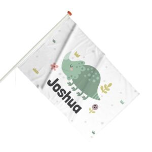Geboortevlag - Dino met bloemtjes - Groen