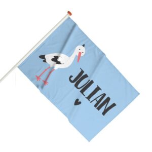 Geboortevlag - Ooievaar - Blauw