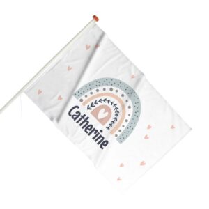 Geboortevlag - Regenboog met bolletjes en stipjes - Lichtblauw
