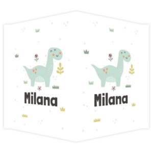 Raambord geboortebord - Dino met rode wangetjes - Mintgroen