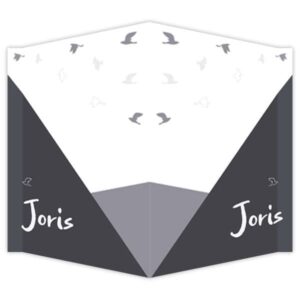 Raambord geboortebord - Vliegende vogels - Donkergrijs