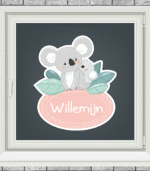 Raamstickers - Baby koala met moeder koala - Roze