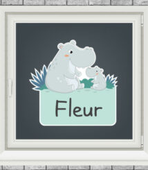 Raamstickers - Baby nijlpaard met moeder nijlpaard - Mintgroen