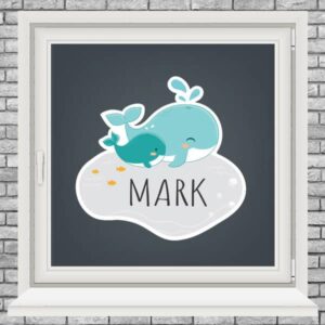 Raamstickers - Baby walvis met moeder walvis - Grijs