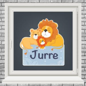 Raamstickers - Familie leeuw - Lichtblauw