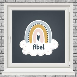 Raamstickers - Regenboog met hartje en sterretjes - Okergeel