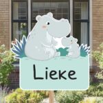 Geboortebord | Baby nijlpaard met moeder nijlpaard - Afbeelding 5