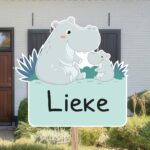 Geboortebord | Baby nijlpaard met moeder nijlpaard - Afbeelding 2