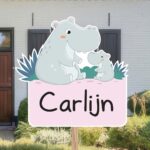 Geboortebord | Baby nijlpaard met moeder nijlpaard - Afbeelding 3