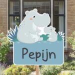 Geboortebord | Baby nijlpaard met moeder nijlpaard - Afbeelding 7