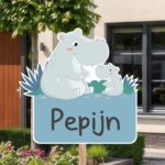 Geboortebord | Baby nijlpaard met moeder nijlpaard - Afbeelding 10