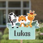 Geboortebord | Zebra, tijger en giraffe