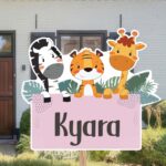 Geboortebord | Zebra, tijger en giraffe - Afbeelding 3