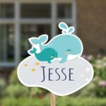 Geboortebord | Baby walvis met moeder walvis