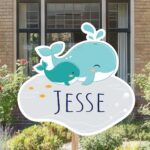 Geboortebord | Baby walvis met moeder walvis - Afbeelding 5