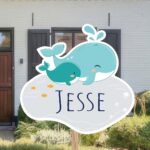 Geboortebord | Baby walvis met moeder walvis - Afbeelding 2
