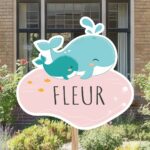 Geboortebord | Baby walvis met moeder walvis - Afbeelding 7
