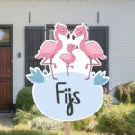 Geboortebord | Familie flamingo - Afbeelding 3
