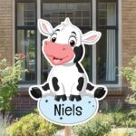 Geboortebord | Boerderijdier koe - Afbeelding 5