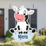 Geboortebord | Boerderijdier koe - Afbeelding 2
