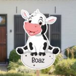 Geboortebord | Boerderijdier koe - Afbeelding 3
