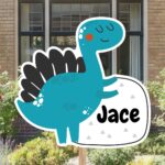 Geboortebord | Zwaaiende dino - Afbeelding 5