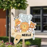 Geboortebord | Jungledieren in vliegtuig - Afbeelding 8