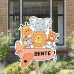 Geboortebord | Jungledieren in vliegtuig - Afbeelding 7