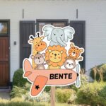 Geboortebord | Jungledieren in vliegtuig - Afbeelding 4