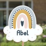 Geboortebord | Regenboog met hartje en sterretjes