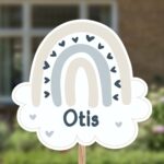 Geboortebord | Regenboog met hartjes