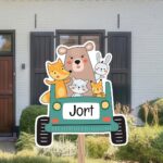 Geboortebord | Bosdieren in auto - Afbeelding 2