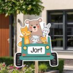 Geboortebord | Bosdieren in auto - Afbeelding 8