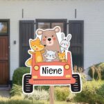 Geboortebord | Bosdieren in auto - Afbeelding 3