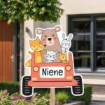Geboortebord | Bosdieren in auto - Afbeelding 9