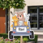 Geboortebord | Bosdieren in auto - Afbeelding 10