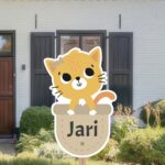 Geboortebord | Poes met strikje - Afbeelding 3