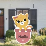 Geboortebord | Poes met strikje - Afbeelding 4