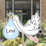 Geboortebord | Vliegende ooievaar met draagzak - Afbeelding 5