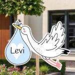 Geboortebord | Vliegende ooievaar met draagzak - Afbeelding 8