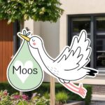 Geboortebord | Vliegende ooievaar met draagzak - Afbeelding 9