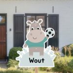Geboortebord | Nijlpaard met voetbal - Afbeelding 2