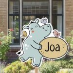 Geboortebord | Nijlpaard met vogeltjes - Afbeelding 5