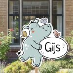 Geboortebord | Nijlpaard met vogeltjes - Afbeelding 6
