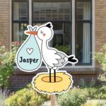 Geboortebord | Ooievaar op nest met draagzak - Afbeelding 5