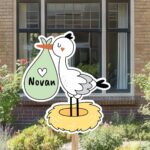 Geboortebord | Ooievaar op nest met draagzak - Afbeelding 6