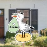 Geboortebord | Ooievaar op nest met draagzak - Afbeelding 3