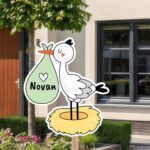 Geboortebord | Ooievaar op nest met draagzak - Afbeelding 9