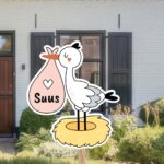 Geboortebord | Ooievaar op nest met draagzak - Afbeelding 4