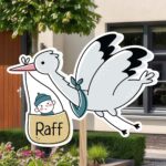 Geboortebord | Vliegende ooievaar met baby jongen - Afbeelding 10